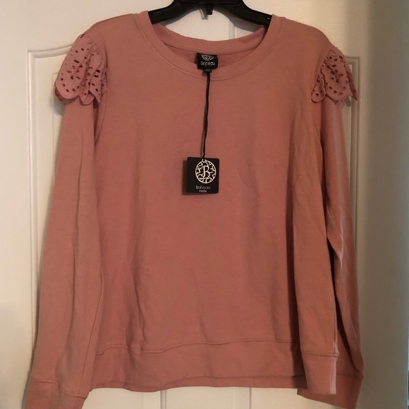 bobeau Sweaters - Bobeau Lace Shoulder Sweater